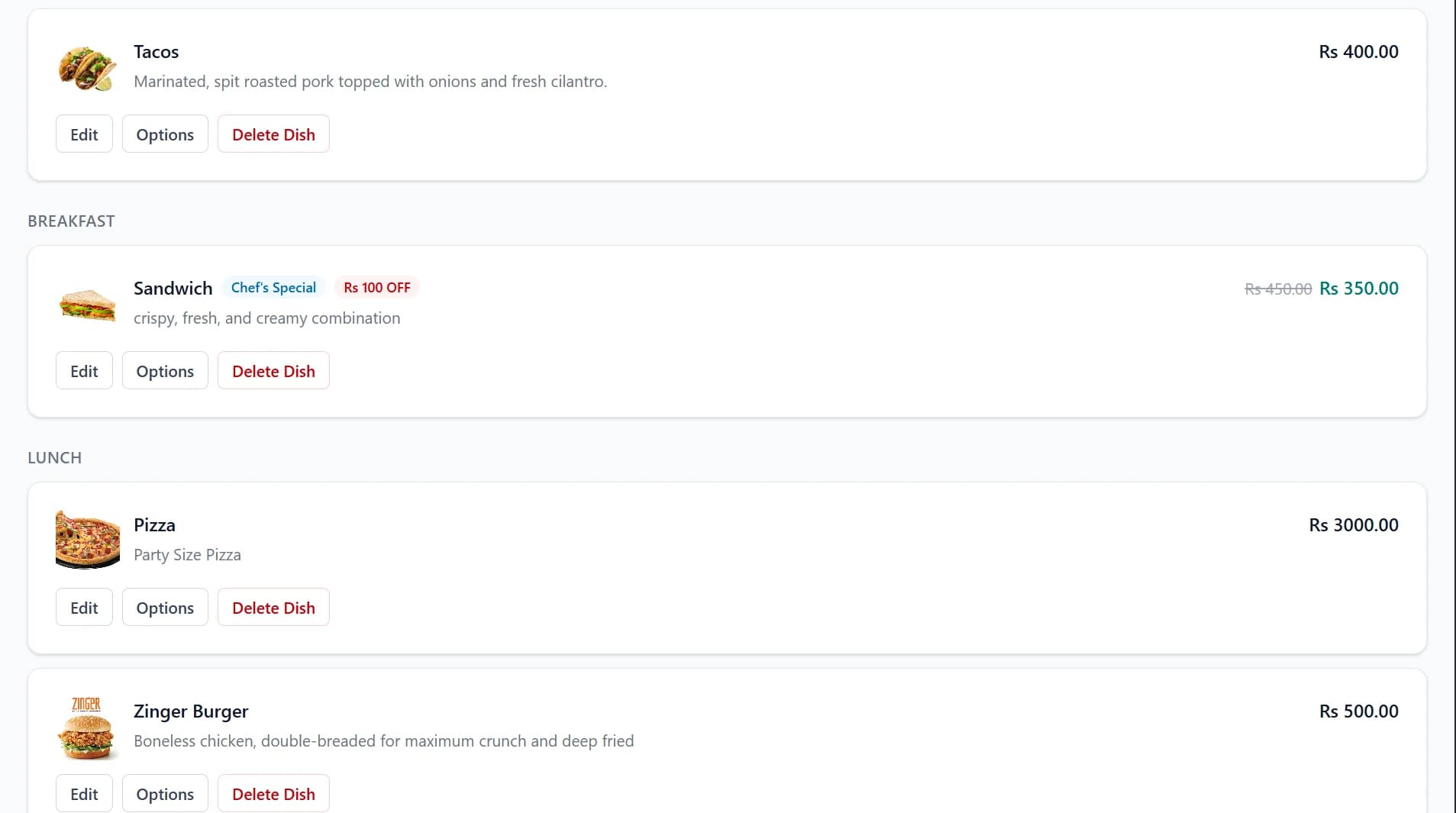 Qasid menu manager on desktop