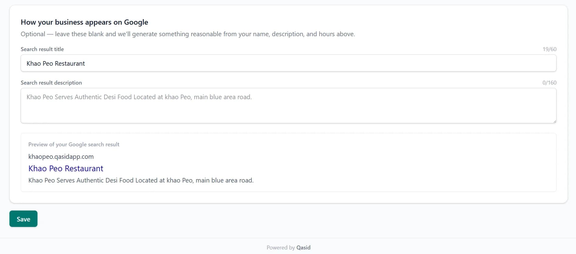 Qasid Google search appearance controls on desktop